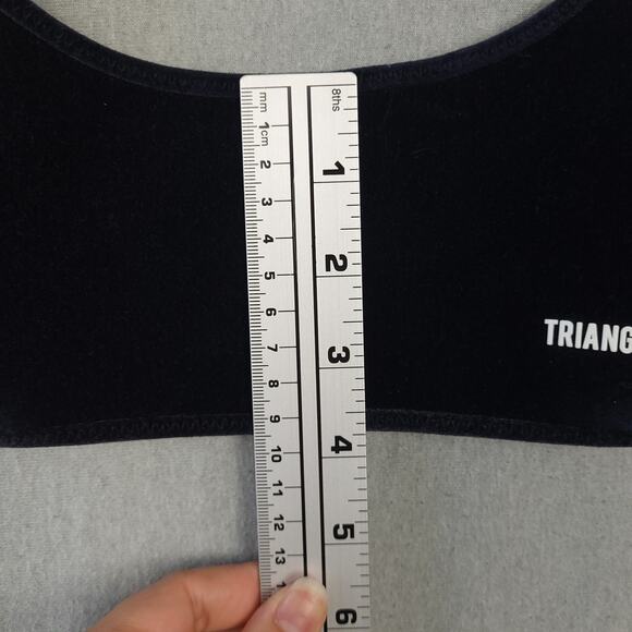 TRIANGL Black Velvet Bikini Top Sz Small Pullover Stretch Scoop Back Neoprene - Picture 7 of 8